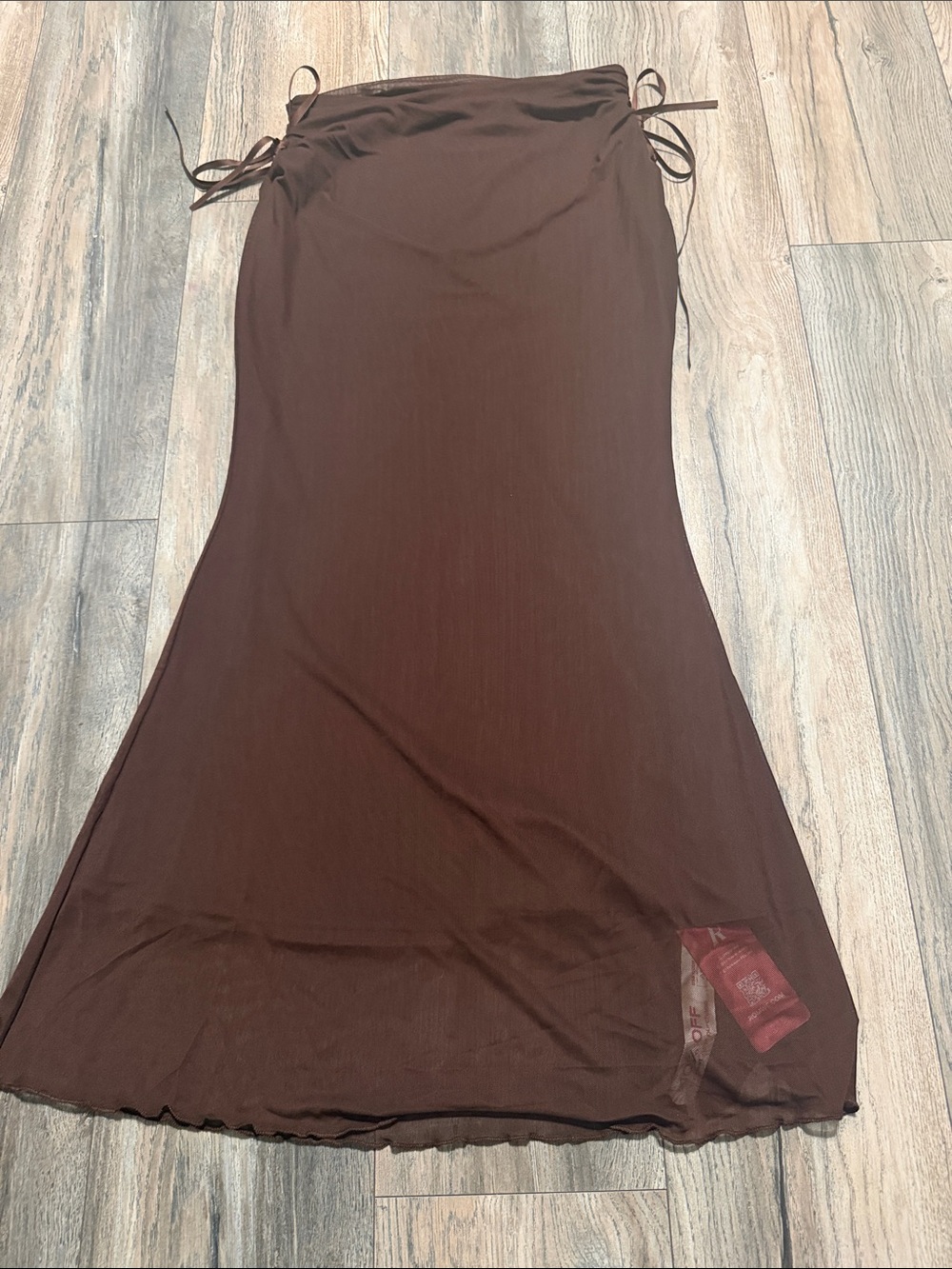 ROMWE Brown Maxi Skirt with Tie Straps